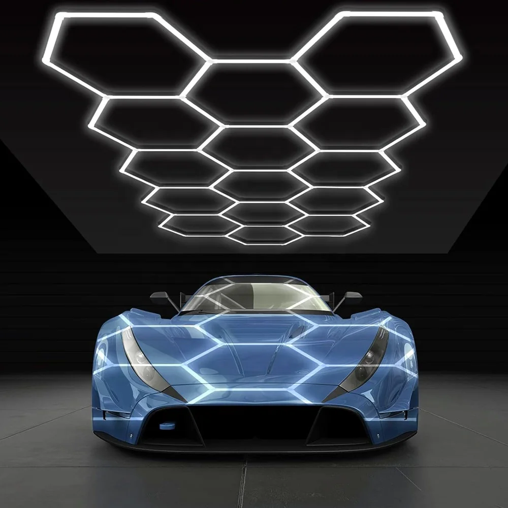 JESLED Hexagonal honeycomb automotive led working lights linkable car showroom beauty station care workshop lamp detailing light