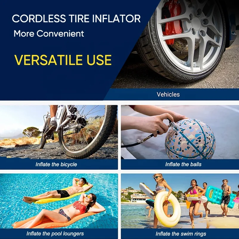 Tire Inflator Portable Air Compressor Cordless Digital Electric Tire Pump Fast Inflation Smart Air Pump for Car Bicycle Ball