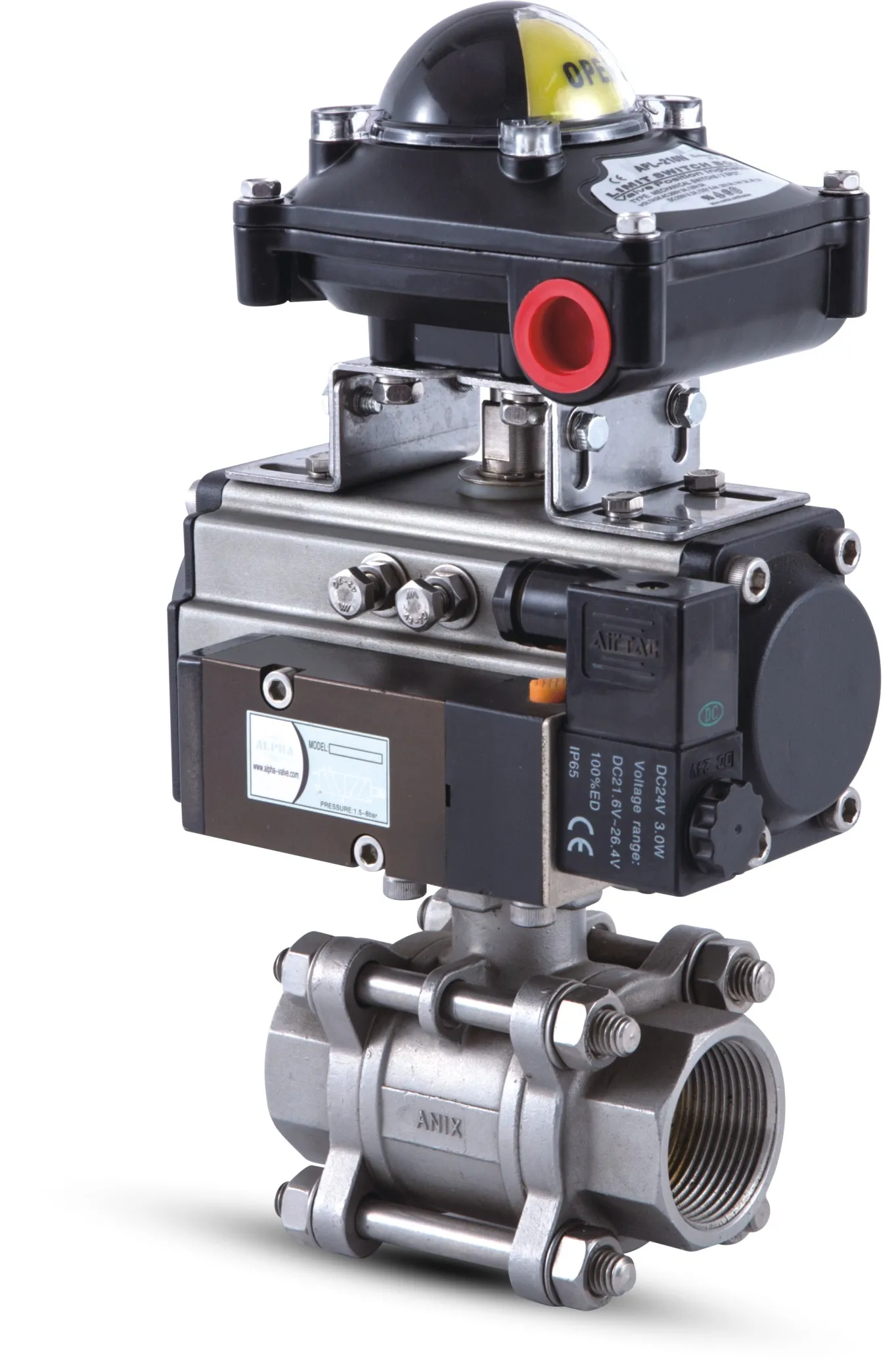 Custom Factory Wholesale Air Actuated Three-Way On-Off Pneumatic Thread Ball Valve