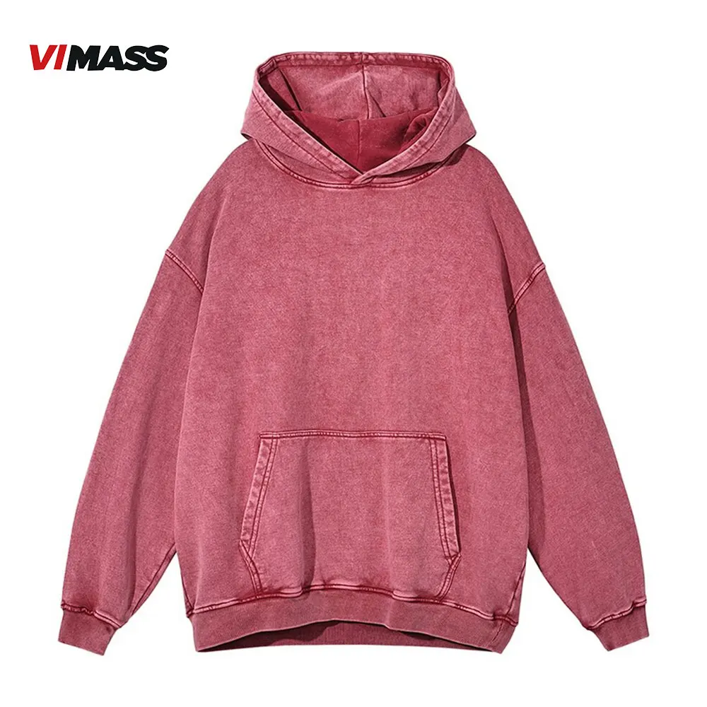 Factory Men cotton 500gsm distressed hoodies vintage acid wash hoodie fashion hip pop hoodie for customization