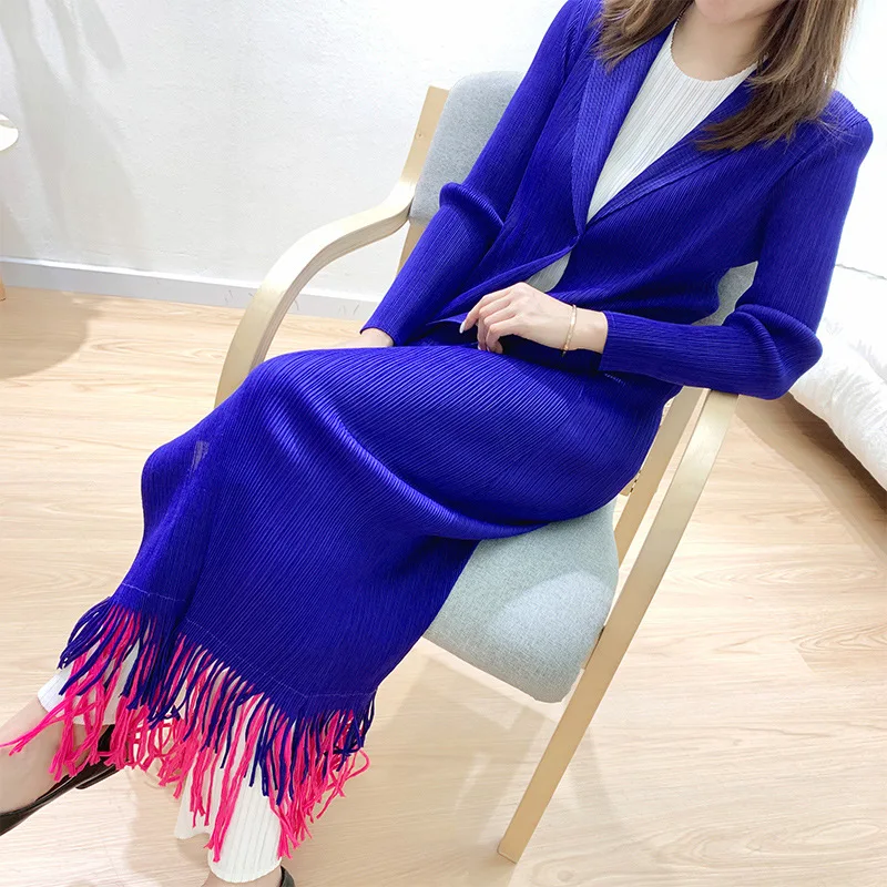 plus size coats Solid color coats for ladies Summer thin fringed long coat 2023