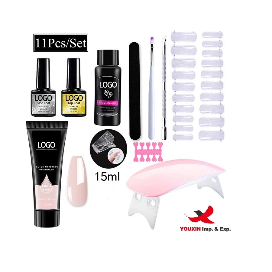 FENGFLY 6Pcs Nail Kit UV Lamp for Beginners Nail Art Suit for Manicure Nail Set