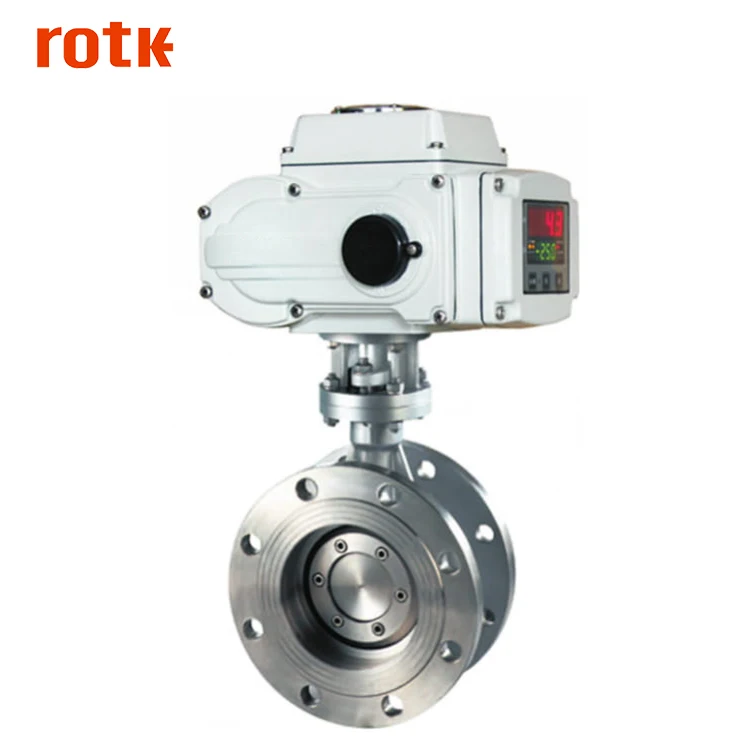  Rotk 12V 24V DN50 2 дюймов с двойным фланцем Металл жесткий уплотнение электрическим приводом электроприводом