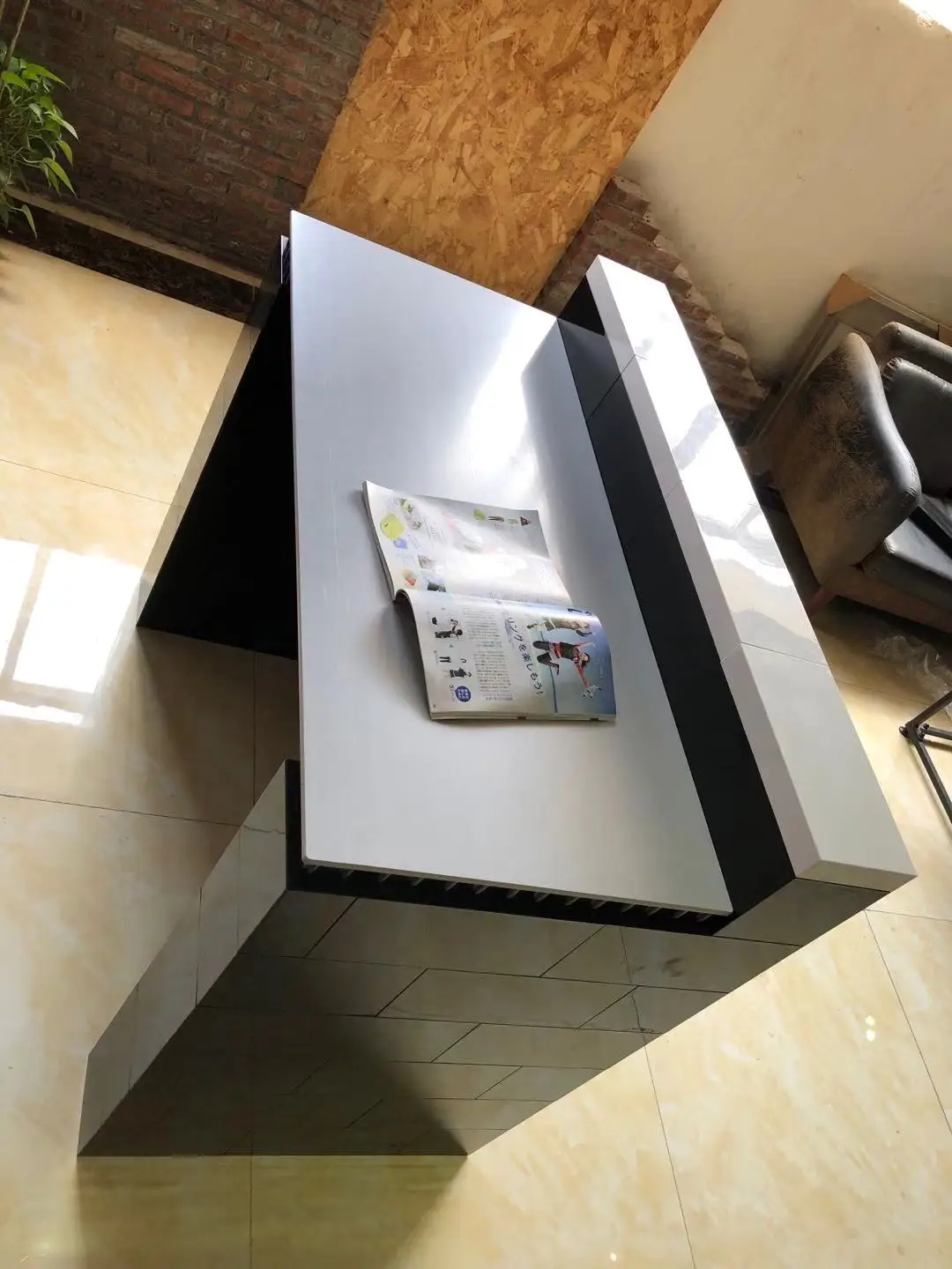 Custom Size Module blocks Reception Desk l shape counter hotel /school used standing white/black modern office reception desk