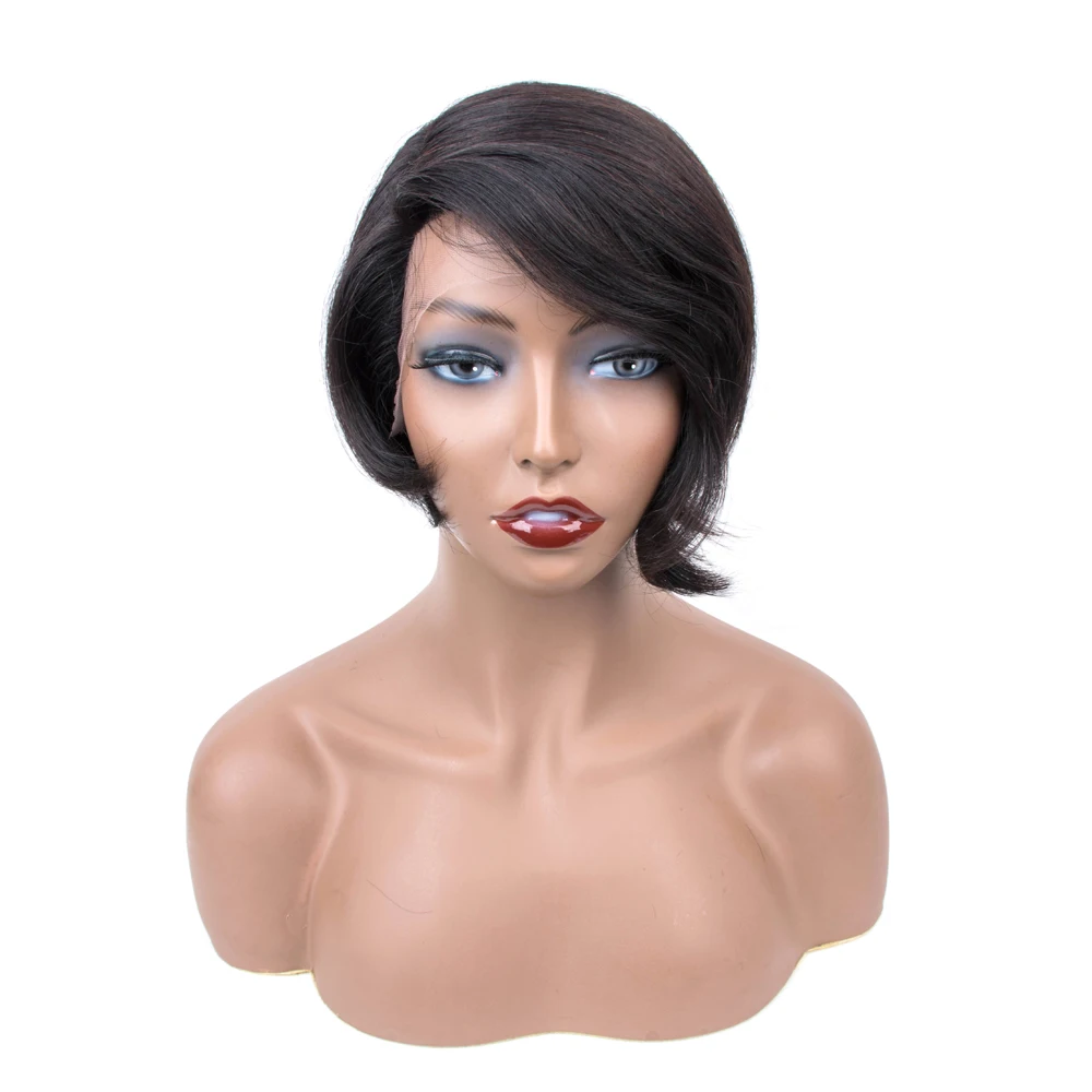 
 Милые и Стайлз 10A звеньев естественного цвета прямые дешевые модные 4-дюймовый короткие бразильские волосы парики оптом в наличии на складе, 100% человеческих волос  