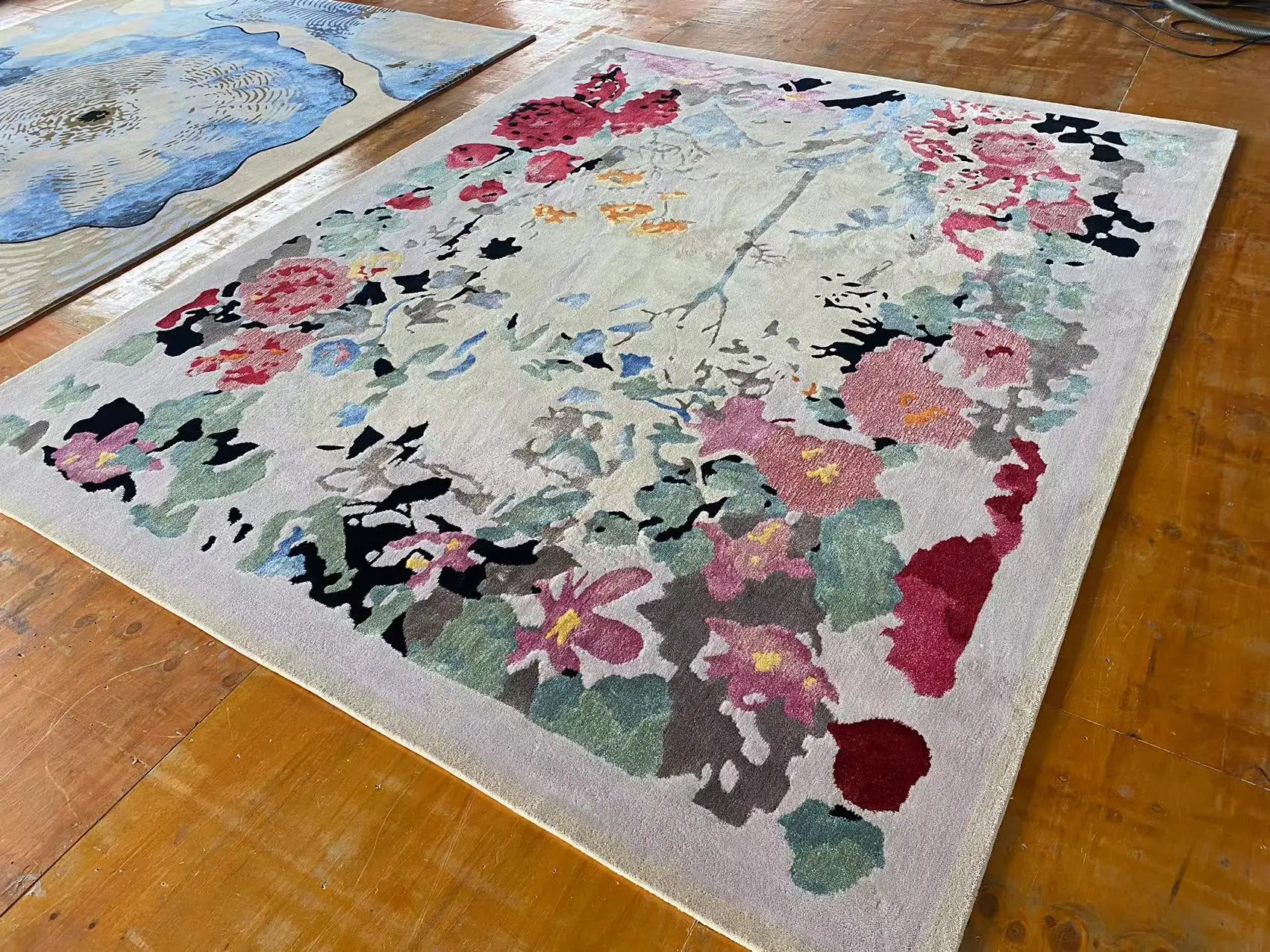 Custom Hand Tufted Wool Rugs and Carpet for Bedroom Luxury Villa Living Room Rose Color Carpet