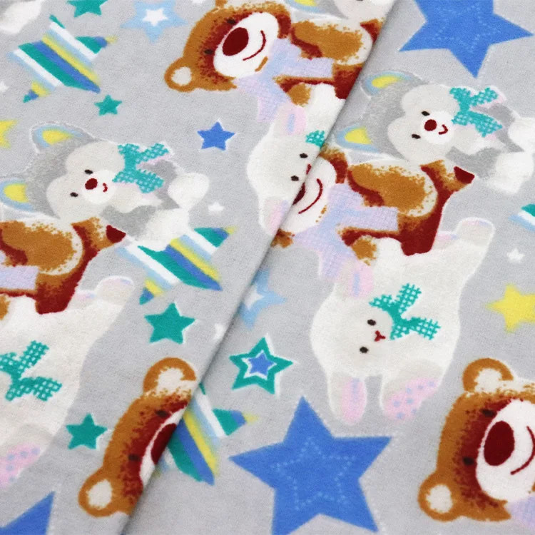 
145gsm baby brushed fancy designs printed cotton flannel garment fabric 