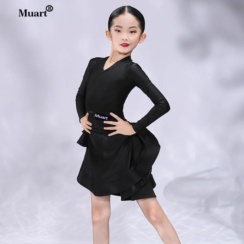 V-neck Latin square dance dress with long sleeves Competitive Dance Children Jazz Latin Dance wear Costumes