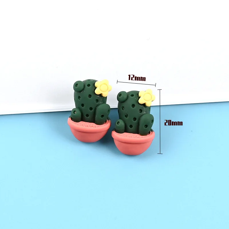 New Design Flatback Resin Cactus Cabochon Kawaii Mini Flower Cactus Succulent Potted Plant Fairy Garden Decor