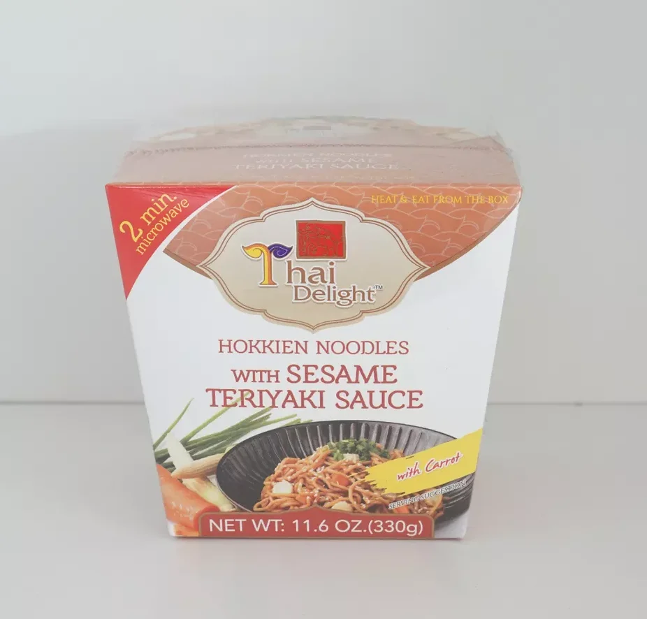 Japanese Style Instant Food Easy Cook Hokkien Noodle with Carrot Sesame and Teriyaki Sauce by Thai Delight Paper Cups