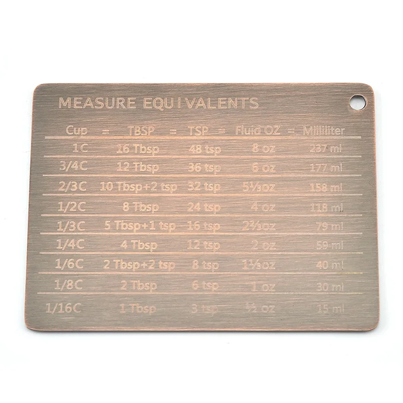 Magnetic Kitchen Conversion Chart Measurement Refrigerator Magnet in Stainless Steel Conversions for Cups Tablespoons Ect