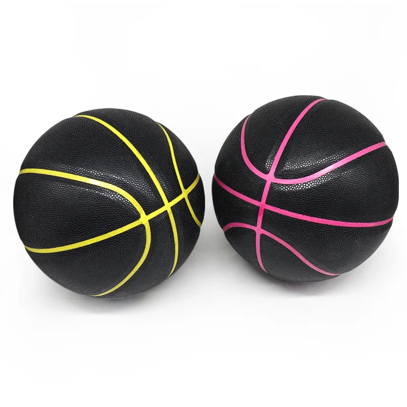 Manufacture CE Sedex Reach BSCI PU black leather custom logo basketball balls black size 7 for wholesale training