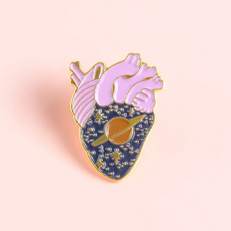 space star heart organ soft enamel lapel pin