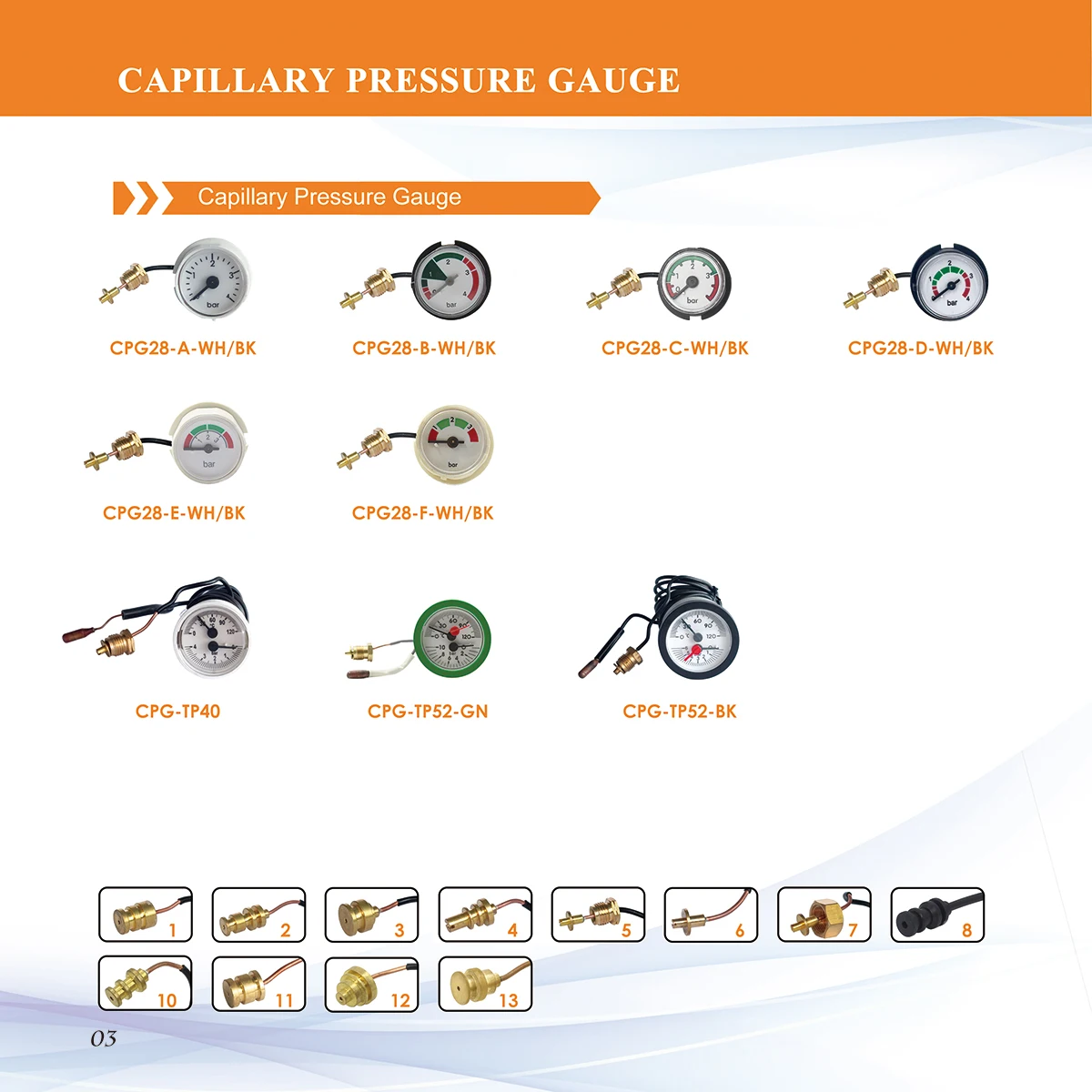 CPG-TP52-BK Capillary Pressure Gauge for Gas Boiler