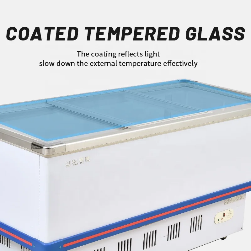 Supermarket combined island Refrigeration Equipment Meat food  fridge display Freezer/deep chest freezer refrigerator