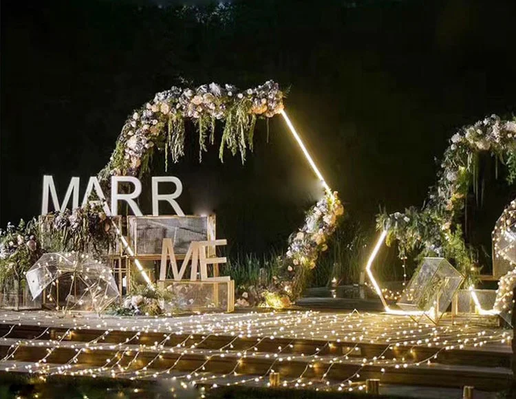 Новая свадебная металлическая шестиугольная арочная декорация для вечеринки Геометрическая шестиугольная Цветочная подставка центральные вазы украшение стола