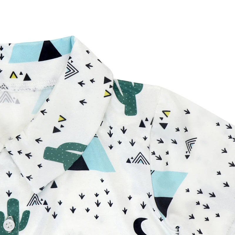 
2019 summer short sleeve baby t shirt Cartoon castle and cactus baby shirts & tops turn-down collar custom shirt for baby 