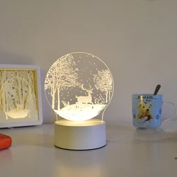 Оригинальная Подключаемая акриловая настольная лампа, 3d светодиодный ночник для подарков, художественное оформление