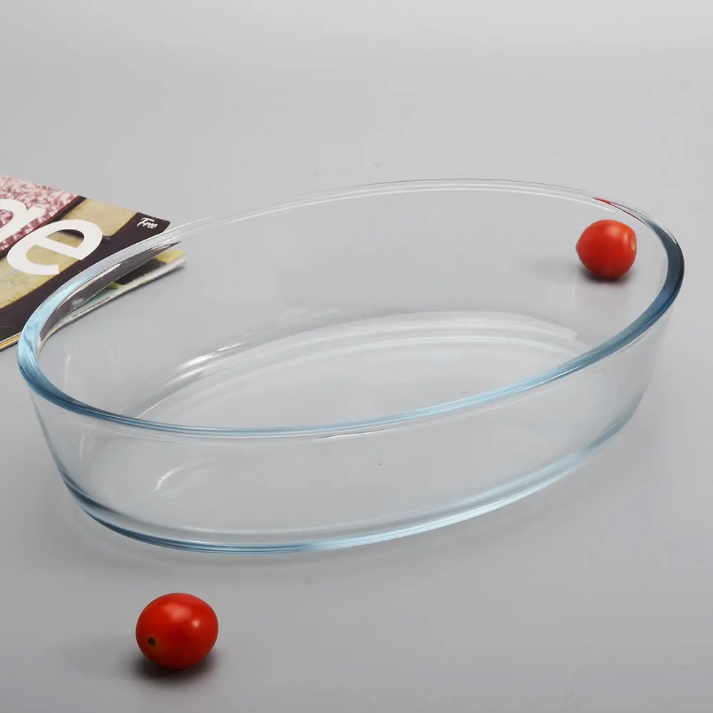 Unbreakable Round High Borosilicate Microwave Safe Food Glass Tray Fish Dish