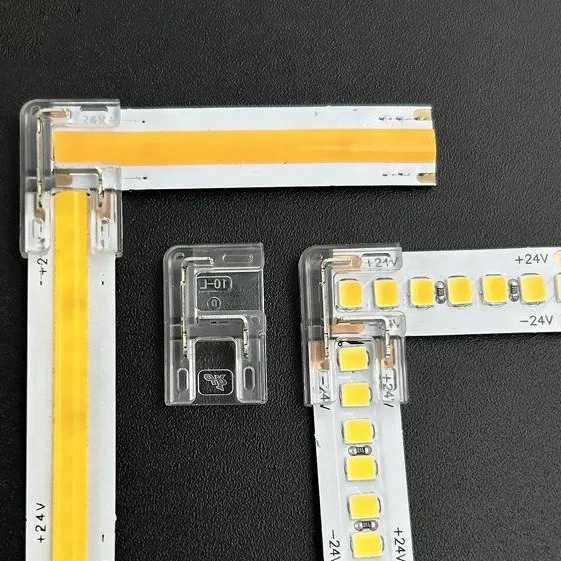 New 2 Pin Led Strip L Corner Connector Transparent Quick Connector For 8mm 10mm COB LED Strip Clip