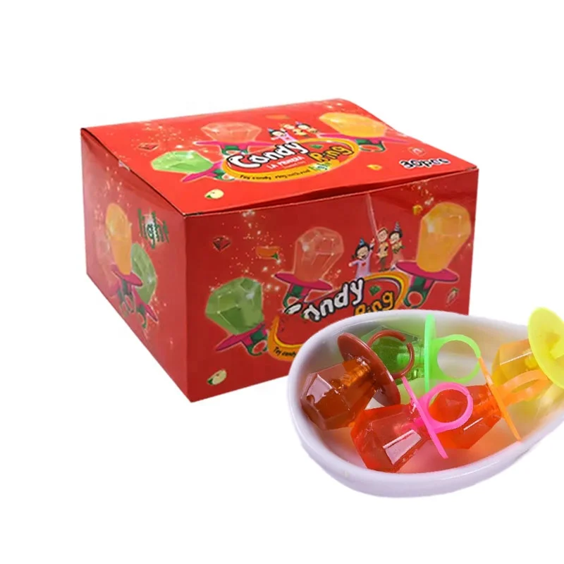 Hot Selling Hard Candy Mix Fruit Sweet Finger Cartoon Candy Toys Diamond Ring Shaped Lollipop Confectionery