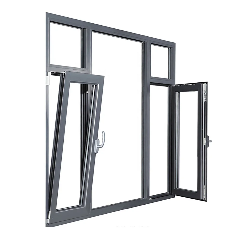 Heat Insulation Thermal break prefab tilted triple glazed aluminum tilt and turn windows