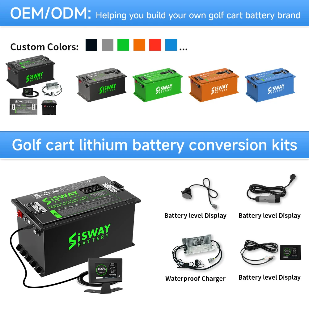 Custom LiFePO4 Golf Cart Batteries 36V 48V 72V 96v 100Ah 200Ah 300Ah Lithium Battery Pack for Electric Golf Cart