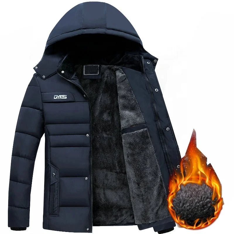 Thick Warm Winter Parka Men Fleece Hooded Men Winter Jacket Coat Cargo Jackets Mens Overcoat Streetwear Dropshipping
