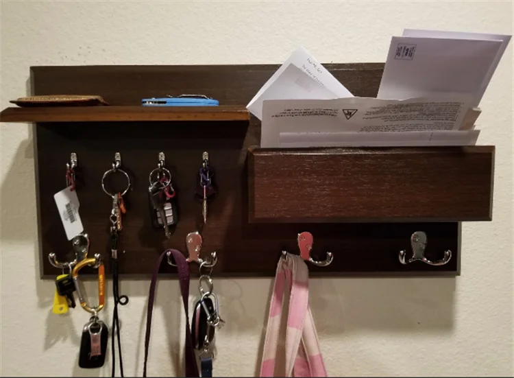 
Entryway coat rack and key holder comes 4 key hooks wood wall hook peg 