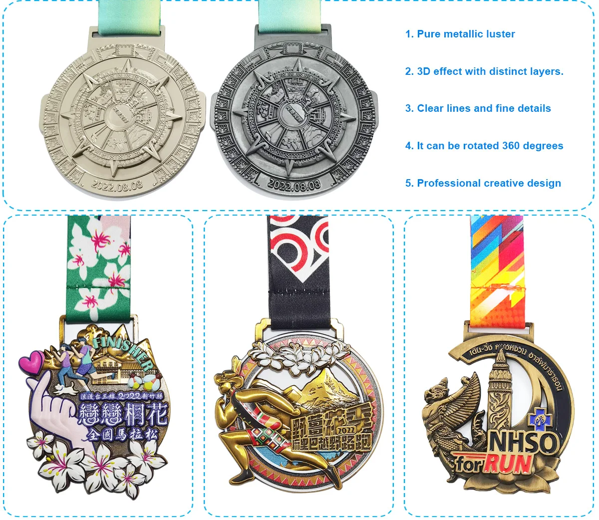 Oneway Manufacture Cheap Wholesale Custom Metal Powerlifting Gold Award Sport Medal Custom Weightlifting Medal