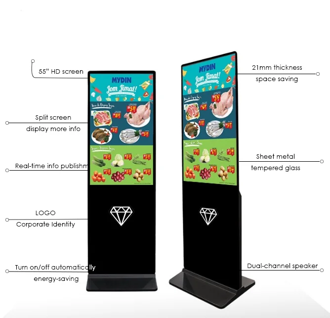 Floor Stand 43 55 Inch Indoor Interactive Digital Signage Lcd Display Advertising Information Touch Screen Kiosk