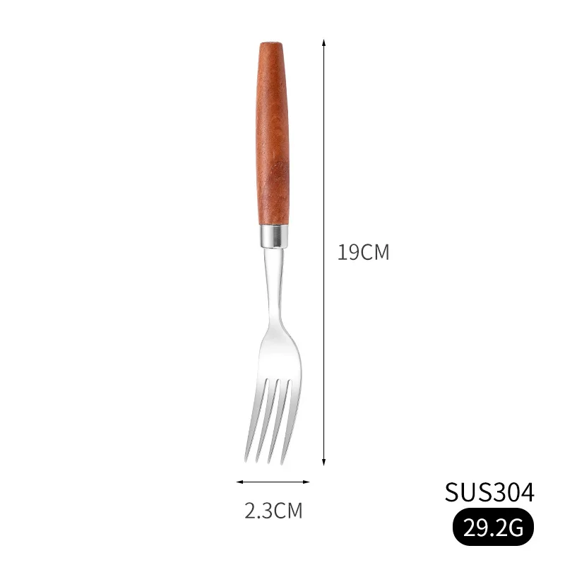 wood handle four pieces 304 stainless steel cutlery set for restaurant kitchen cutlery