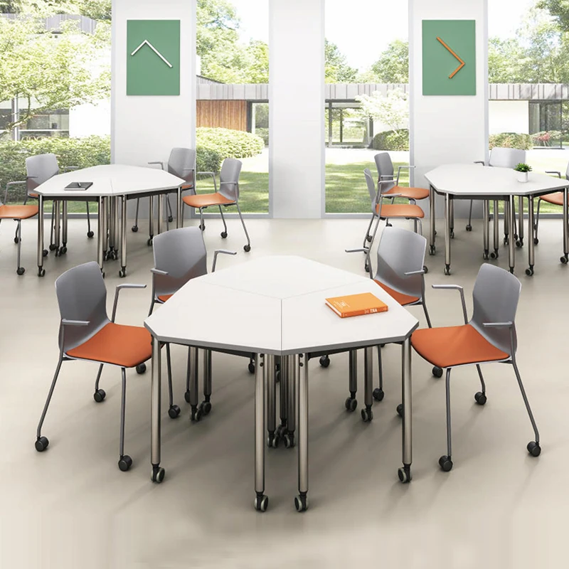 Folding Office Ergonomic Mobile Workstation Furniture Modular Office Staff Workstation For 3 Person