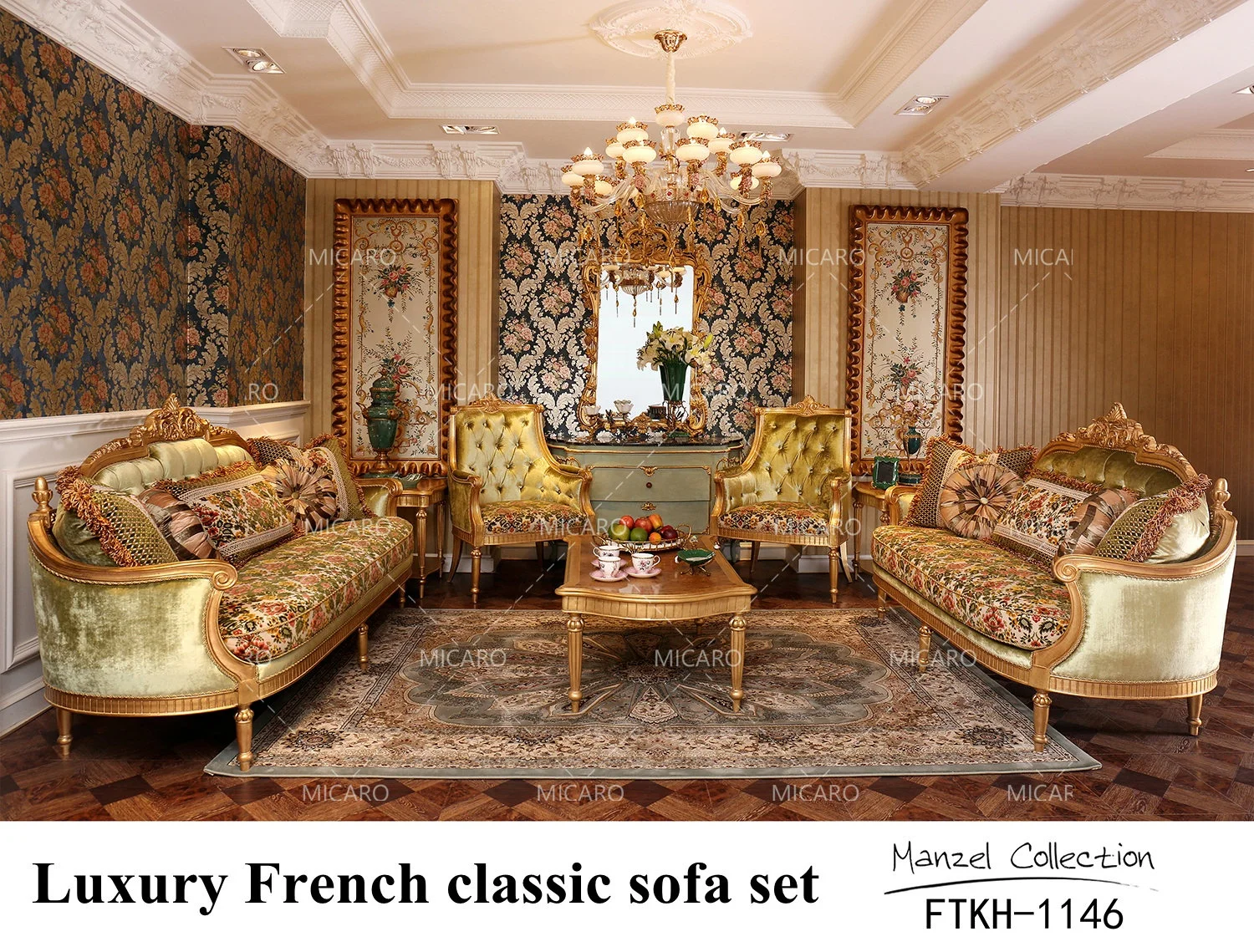 Italian classic furniture living room high quality velvet fabric curved sofa set