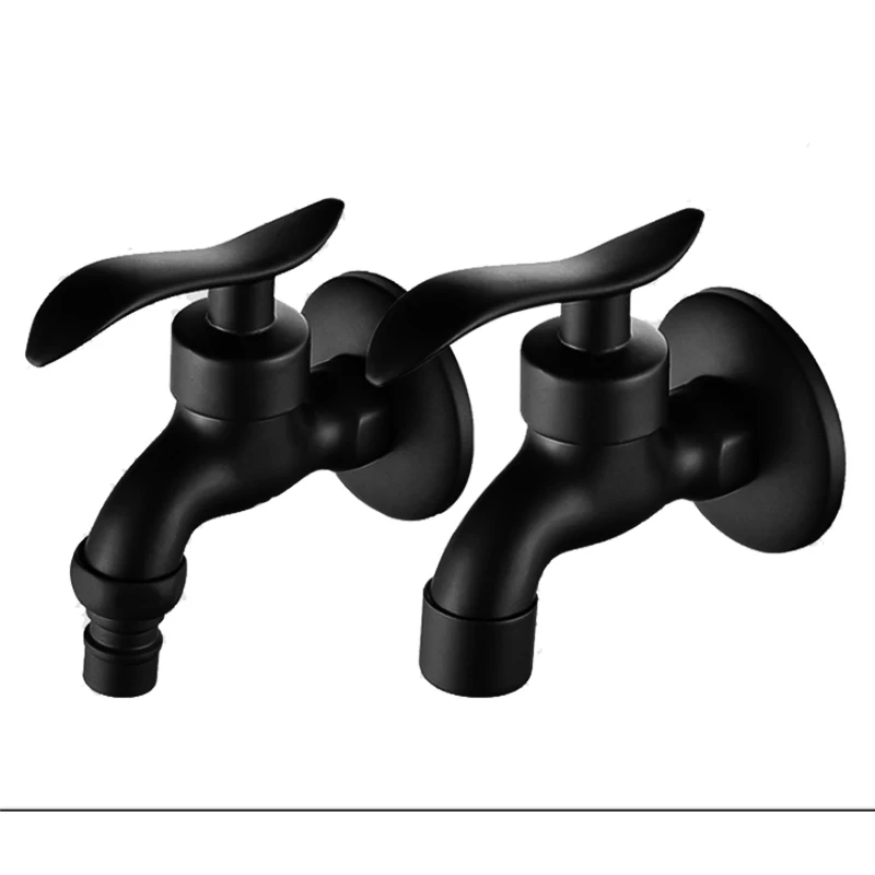 Современный садовый кран с одной ручкой для холодной воды 1/2, стиральная машина, черный кованый латунный Слюнявчик