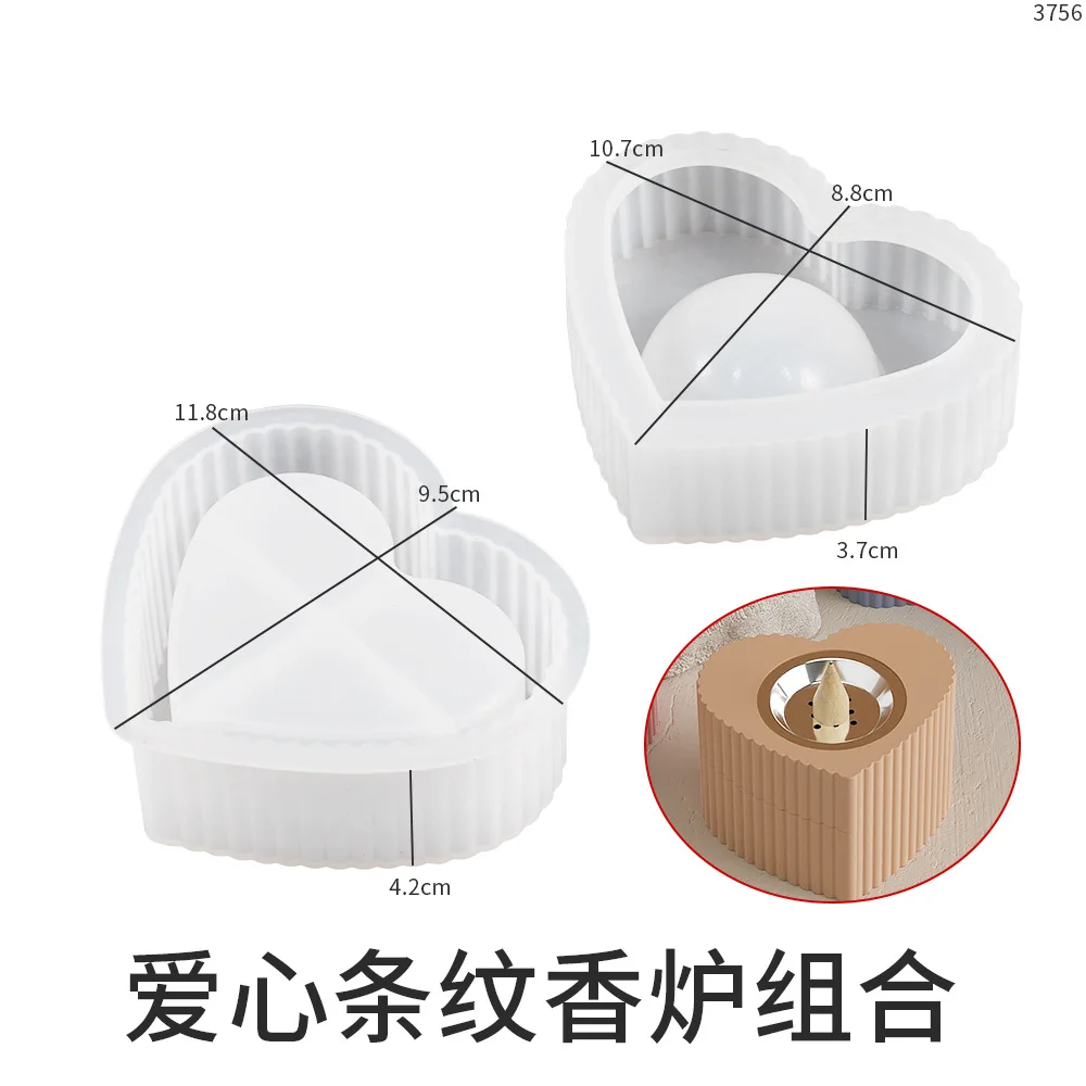 M4646 Hot Geometry Stripe Cement Aromatherapy Stove Mold Jar Silicone Mold