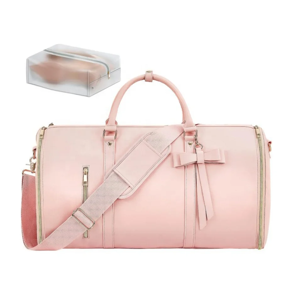 Wholesale Women Trendy PU Leather Suit Bags Travel Garment Bags Travel Dress Storage Duffle Tote Bags with Butterfly