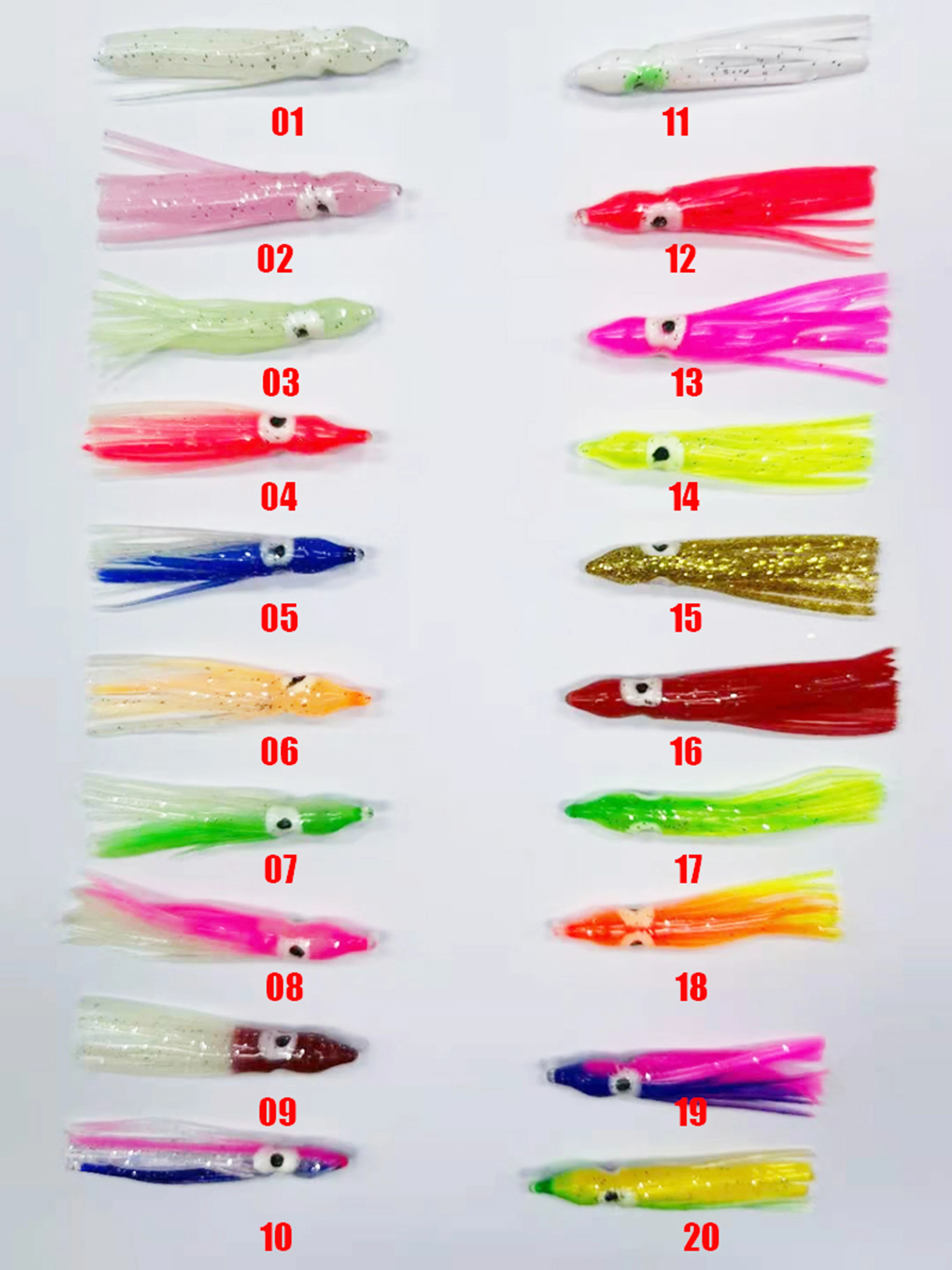 20 Colors 5 Pcs/ Bag 5-15cm  Trolling Lure Soft Plastic Using Octopus Skirts Glow Squids Skirts Fishing Lure Squid Lure
