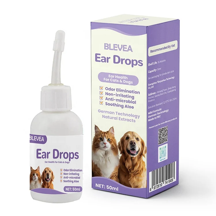 2024 New Products 50ml Natural Soft Tube Pet Ear Cleaner Solution Cat Ear Care Dog Ear Drops