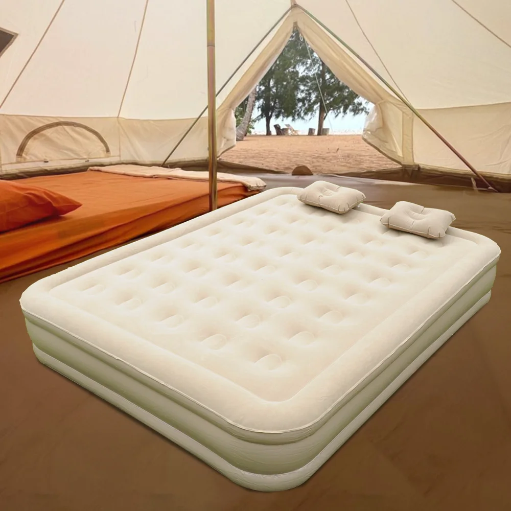 Custom 21-Hole Foldable Air Mattress with Built-in Pump Colchon Inflable Camping Portable Outdoor Inflatable Bed Home Park Use