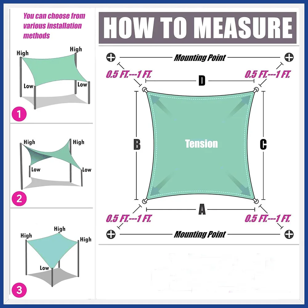 Beige Sun Shade Sail  Water and Air Permeable & UV Resistant for Carport Patio Outdoor
