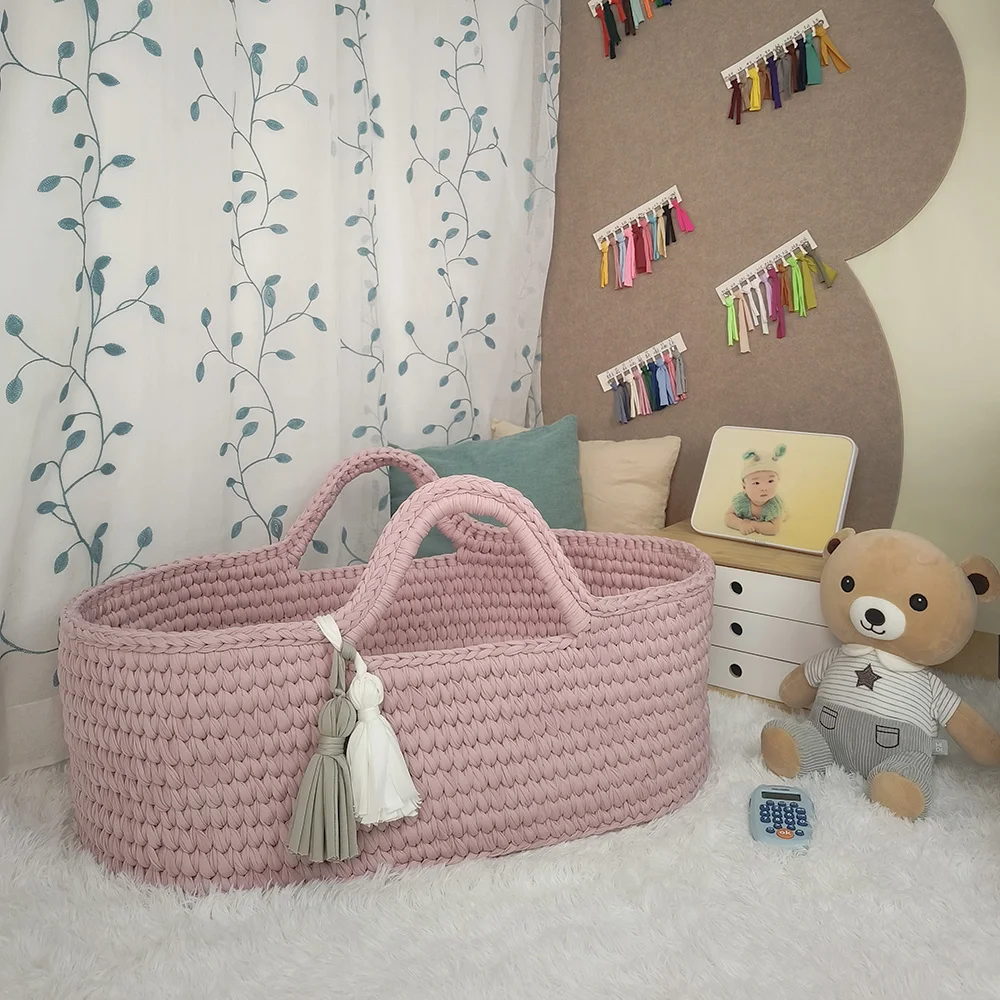 OEM/ODM Wholesale Hand Woven 100% Cotton Rope Baby Diaper Changing Basket Baby Changing Cotton Baby Basket Gift Basket