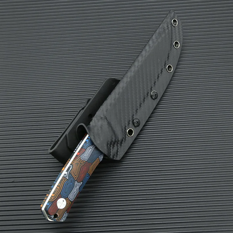 Damascus pattern G10 Handle 9CR18MOV Steel DACIAN FIXED HUNTING KNIVES Outdoor Camping EDC Tactical Survival knife with sheath