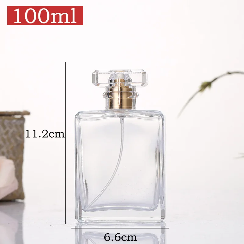 
 Оптовая продажа, стеклянный Прозрачный квадратный увлажняющий спрей для духов объемом 30 мл, толстая дорожная упаковка для косметики, пустая бутылка  