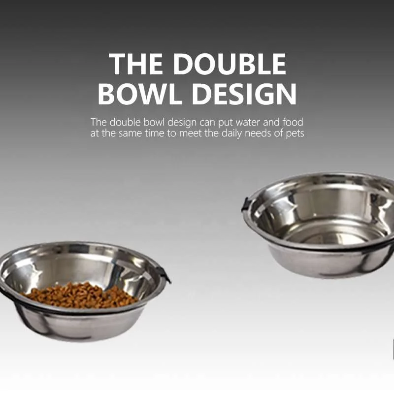 Petstar New Pet Feeder Removable Raised Adjustable Iron Frame Stainless Steel Double Elevated Cat Dog Bowl