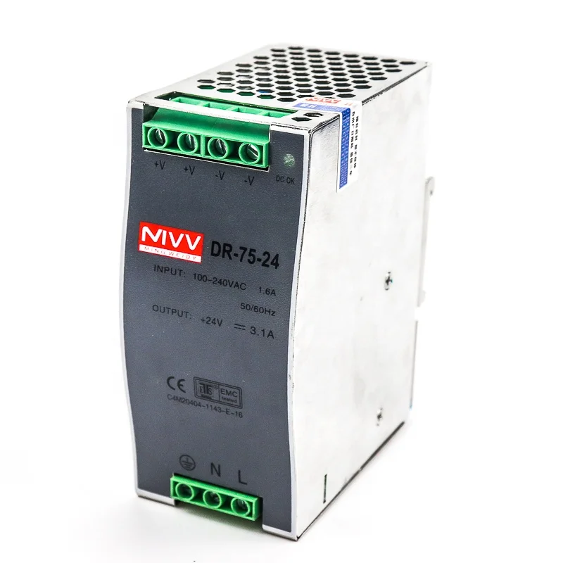 To 24v Switch Power Supply Din Rail DR-75 Industrial Control 3.2A 220VAC 51 - 100W Single
