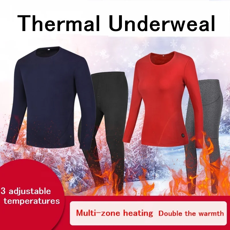 New arrival Thermal underwear Men Women Winter Long Warm Electric Set Heating Thermal Underwear