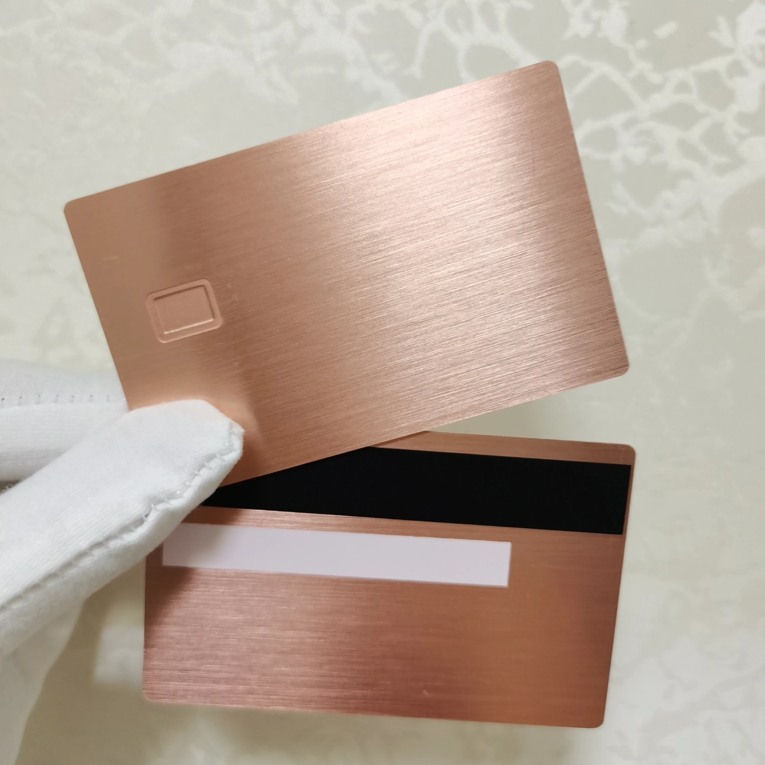 Customizable 24 K Mirror Gold Blank Metal Credit Card Etched Visa Debit Card Blank Chip Slot and Magnetic Stripe rose gold card
