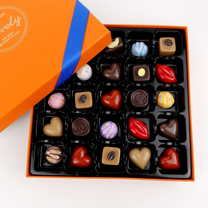Custom luxury 9 25 truffles chocolate bonbon sweet rigid cardboard paper gift boxes packaging