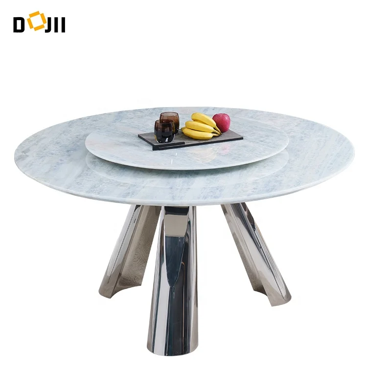 Light British Style Family Dining Table and Chairs Rotating Table Multi-Person Dining Desk Chair For Villa Living Room Hotel
